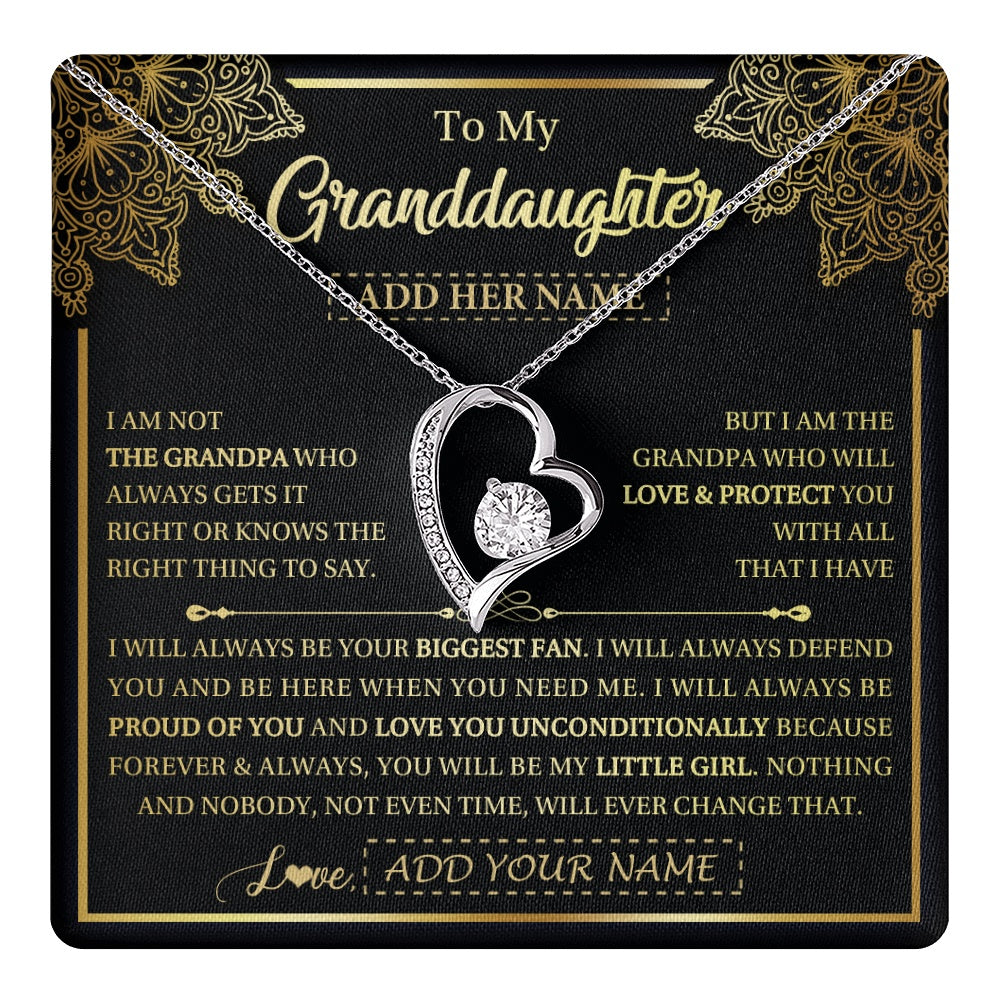 Forever Love Necklace 14K White Gold Finish | 1 | Personalized To My Granddaughter Necklace From Grandpa Your Biggest Fan Birthday Gifts For Granddaughter Gifts Christmas Jewelry Custom Gift Box Message Card | teecentury.myshopify