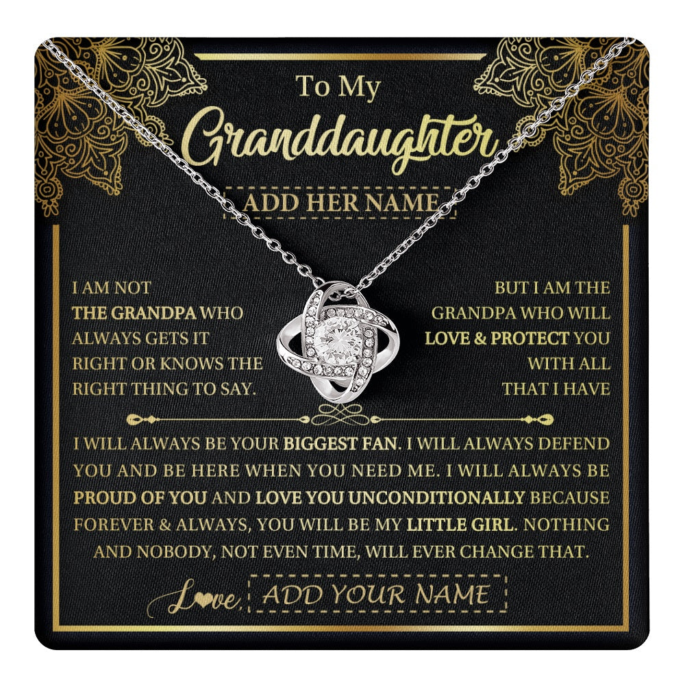 Love Knot Necklace 14K White Gold Finish | 1 | Personalized To My Granddaughter Necklace From Grandpa Your Biggest Fan Birthday Gifts For Granddaughter Gifts Christmas Jewelry Custom Gift Box Message Card | teecentury.myshopify