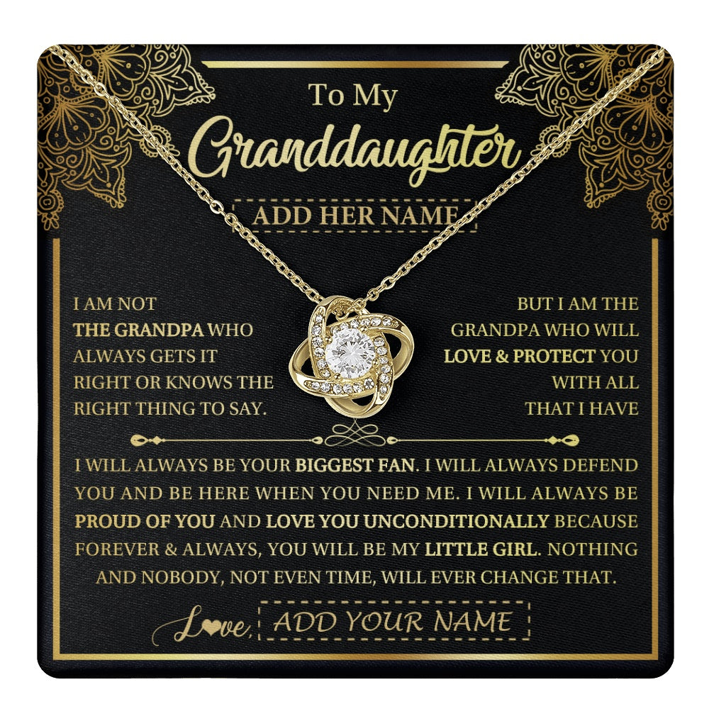 Love Knot Necklace 18K Yellow Gold Finish | 1 | Personalized To My Granddaughter Necklace From Grandpa Your Biggest Fan Birthday Gifts For Granddaughter Gifts Christmas Jewelry Custom Gift Box Message Card | teecentury.myshopify