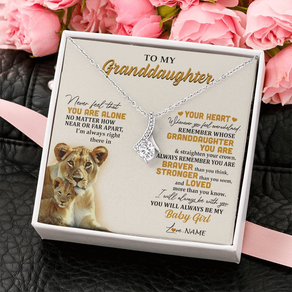 Alluring Beauty Necklace 14K White Gold Finish | 2 | Personalized To My Granddaughter Necklace From Nana Lion Never Feel That You Are Alone Great Granddaughter Birthday Christmas Customized Gift Box Message Card | teecentury