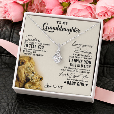 Alluring Beauty Necklace 14K White Gold Finish | 2 | Personalized To My Granddaughter Necklace From Papa Grandpa I Love You This Old Lion Granddaughter Birthday Christmas Customized Gift Box Message Card | teecentury