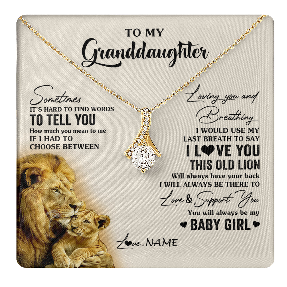 Alluring Beauty Necklace 18K Yellow Gold Finish | 1 | Personalized To My Granddaughter Necklace From Papa Grandpa I Love You This Old Lion Granddaughter Birthday Christmas Customized Gift Box Message Card | teecentury