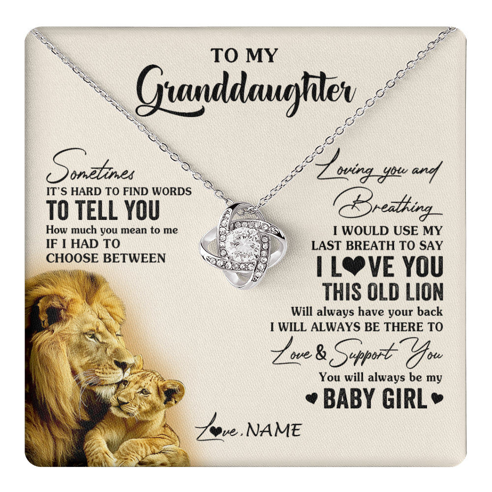 Love Knot Necklace 14K White Gold Finish | 1 | Personalized To My Granddaughter Necklace From Papa Grandpa I Love You This Old Lion Granddaughter Birthday Christmas Customized Gift Box Message Card | teecentury