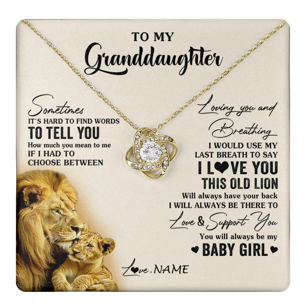 Love Knot Necklace 18K Yellow Gold Finish | 1 | Personalized To My Granddaughter Necklace From Papa Grandpa I Love You This Old Lion Granddaughter Birthday Christmas Customized Gift Box Message Card | teecentury
