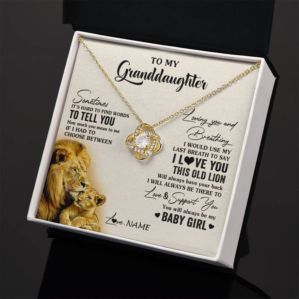 Love Knot Necklace 18K Yellow Gold Finish | 2 | Personalized To My Granddaughter Necklace From Papa Grandpa I Love You This Old Lion Granddaughter Birthday Christmas Customized Gift Box Message Card | teecentury