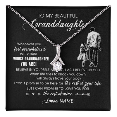 Alluring Beauty Necklace 14K White Gold Finish | 1 | Personalized To My Granddaughter Necklace From Papa Grandpa Whenever You Feel Overwhelmed Granddaughter Jewelry Birthday Christmas Customized Message Card | teecentury
