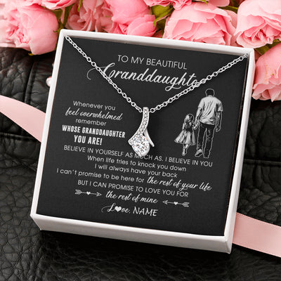 Alluring Beauty Necklace 14K White Gold Finish | 2 | Personalized To My Granddaughter Necklace From Papa Grandpa Whenever You Feel Overwhelmed Granddaughter Jewelry Birthday Christmas Customized Message Card | teecentury