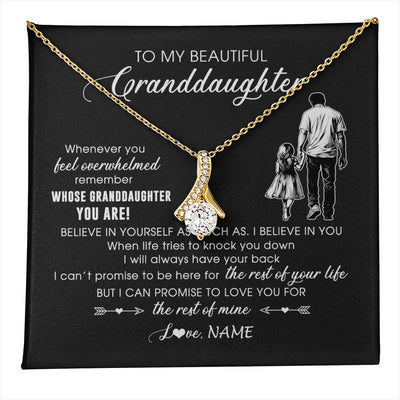 Alluring Beauty Necklace 18K Yellow Gold Finish | 1 | Personalized To My Granddaughter Necklace From Papa Grandpa Whenever You Feel Overwhelmed Granddaughter Jewelry Birthday Christmas Customized Message Card | teecentury