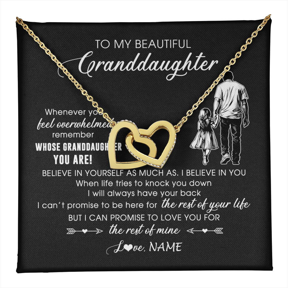 Interlocking Hearts Necklace 18K Yellow Gold Finish | 1 | Personalized To My Granddaughter Necklace From Papa Grandpa Whenever You Feel Overwhelmed Granddaughter Jewelry Birthday Christmas Customized Message Card | teecentury
