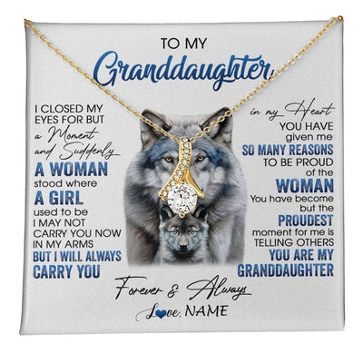 Alluring Beauty Necklace 18K Yellow Gold Finish | 1 | Personalized To My Granddaughter Necklace I Close My Eyes For But A Moment Wolf Granddaughter Birthday Gifts Christmas Customized Gift Box Message Card | teecentury