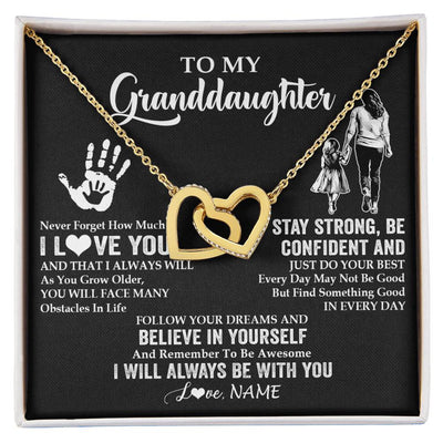 Interlocking Hearts Necklace 18K Yellow Gold Finish | 1 | Personalized To My Granddaughter Necklace I Love You Forever From Grandma Granddaughter Birthday Gifts Christmas Graduation Customized Gift Box Message Card | teecentury