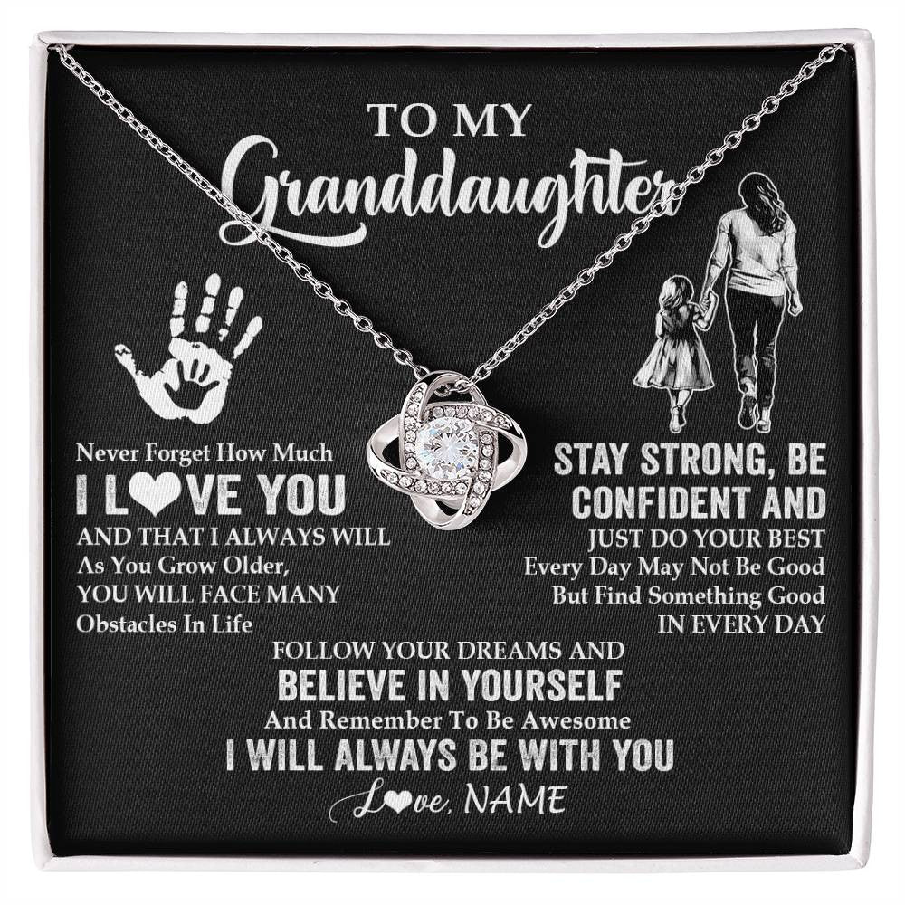 Love Knot Necklace 14K White Gold Finish | 1 | Personalized To My Granddaughter Necklace I Love You Forever From Grandma Granddaughter Birthday Gifts Christmas Graduation Customized Gift Box Message Card | teecentury