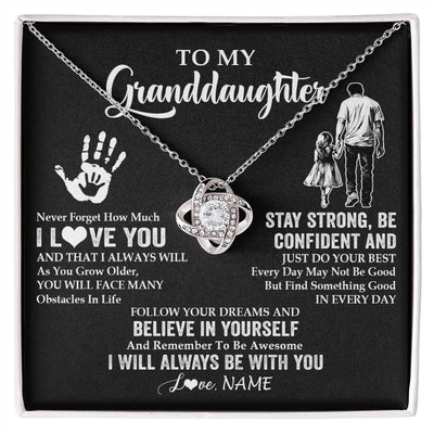 Love Knot Necklace 14K White Gold Finish | 1 | Personalized To My Granddaughter Necklace I Love You Forever From Grandpa Granddaughter Birthday Gifts Christmas Graduation Customized Gift Box Message Card | teecentury
