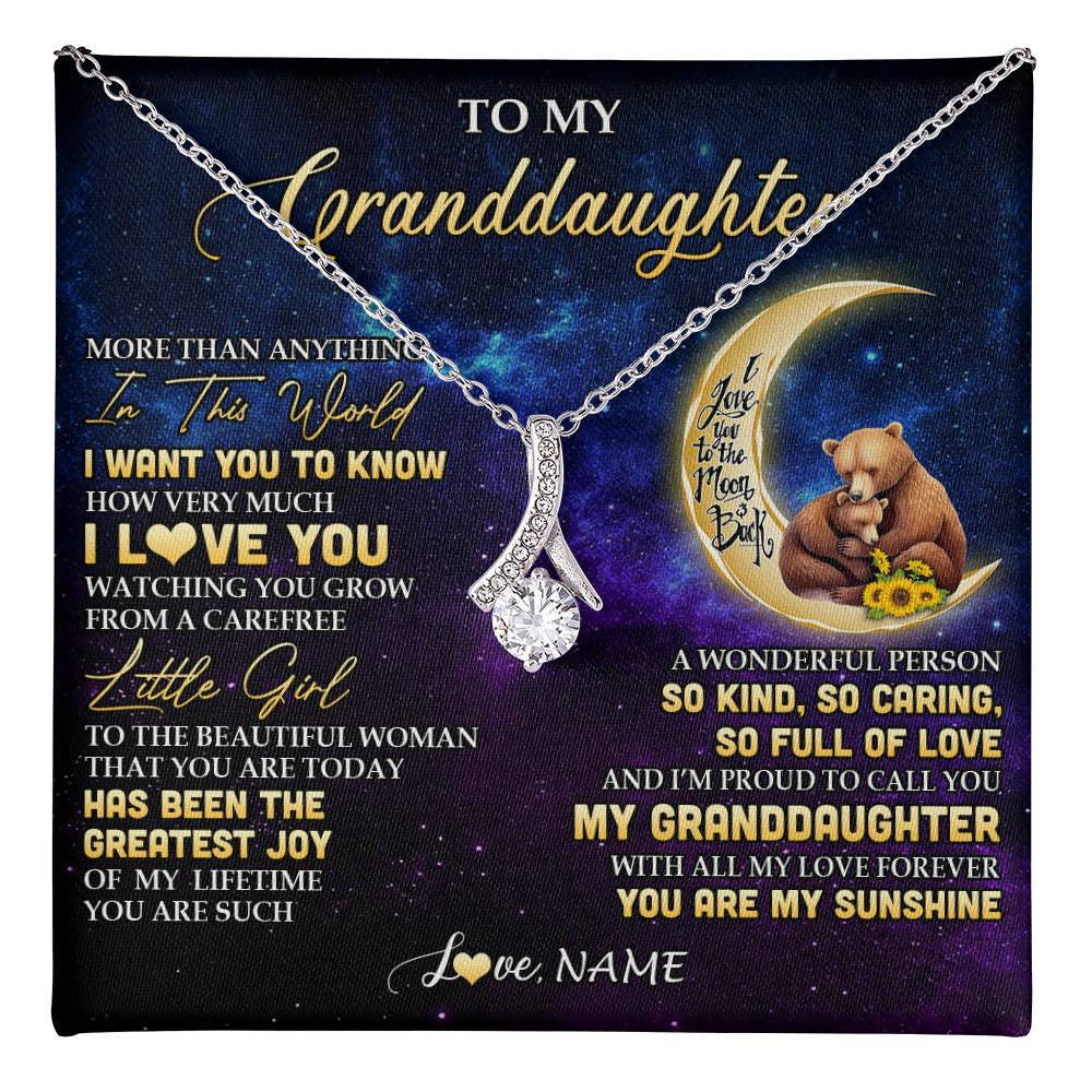 Alluring Beauty Necklace 14K White Gold Finish | 1 | Personalized To My Granddaughter Necklace Positive Energy Encourage Brave Little Bear Granddaughter Birthday Gifts Christmas Customized Gift Box Message Card | teecentury