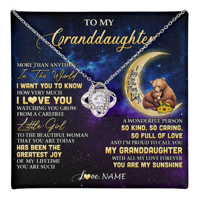 Love Knot Necklace 14K White Gold Finish | 1 | Personalized To My Granddaughter Necklace Positive Energy Encourage Brave Little Bear Granddaughter Birthday Gifts Christmas Customized Gift Box Message Card | teecentury