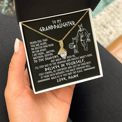 Alluring Beauty Necklace 18K Yellow Gold Finish | 2 | Personalized To My Granddaughter Necklace Viking Never Feel You Are Alone Scandinavian Runes Viking Birthday Christmas Customized Gift Box Message Card | teecentury