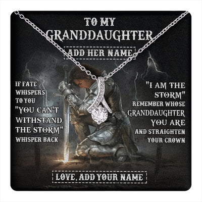 Alluring Beauty Necklace 14K White Gold Finish | 1 | Personalized To My Granddaughter Necklace Women Warrior Knights Templar I Am The Storm Best Granddaughter Birthday Gifts Christmas Gift Box Message Card | teecentury