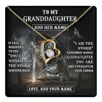 Forever Love Necklace 18K Yellow Gold Finish | 1 | Personalized To My Granddaughter Necklace Women Warrior Knights Templar I Am The Storm Best Granddaughter Birthday Gifts Christmas Gift Box Message Card | teecentury