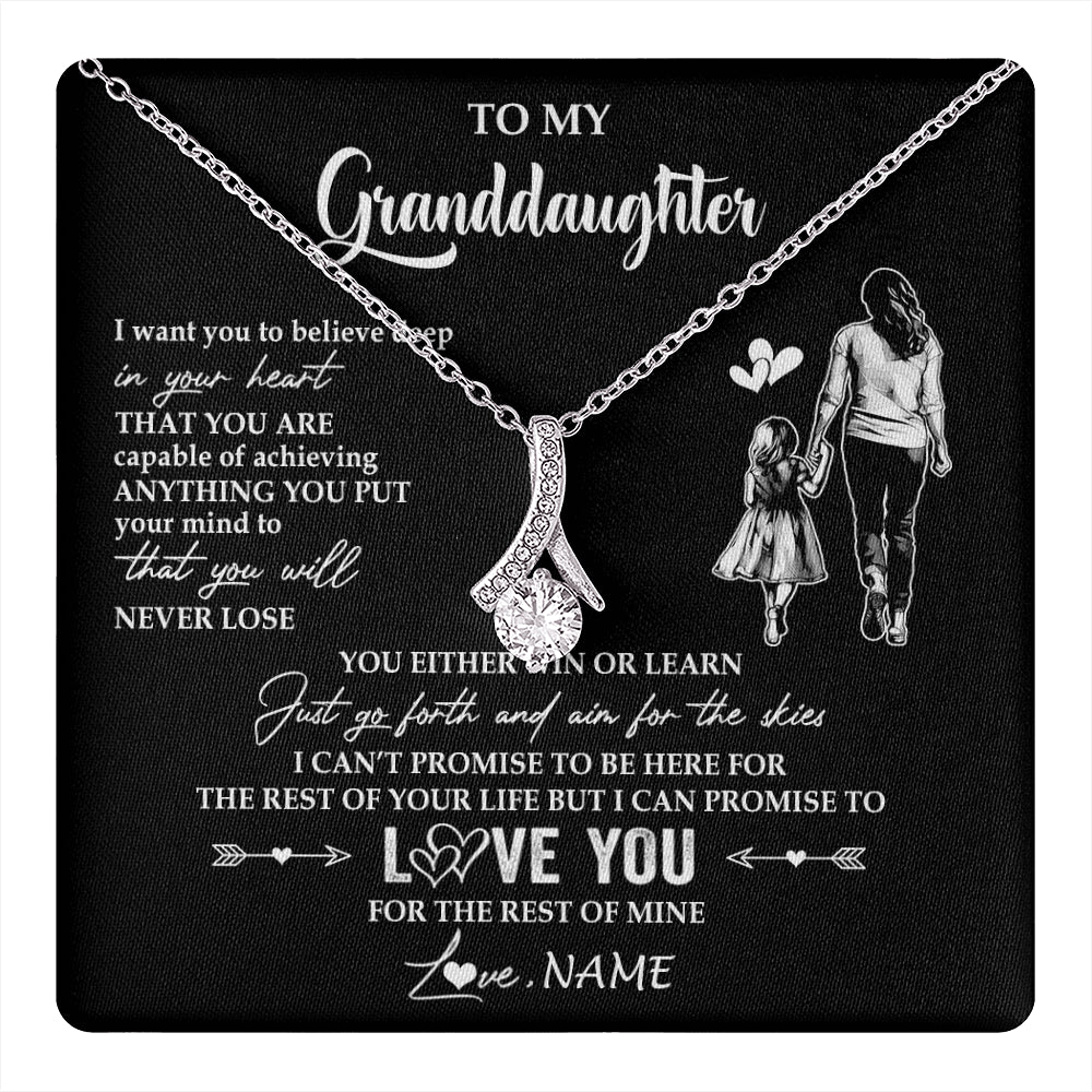 Alluring Beauty Necklace 14K White Gold Finish | 1 | Personalized To My Granddaughter Necklace You Will Never Lose From Grandma Gigi Granddaughter Birthday Gifts Christmas Customized Gift Box Message Card | teecentury