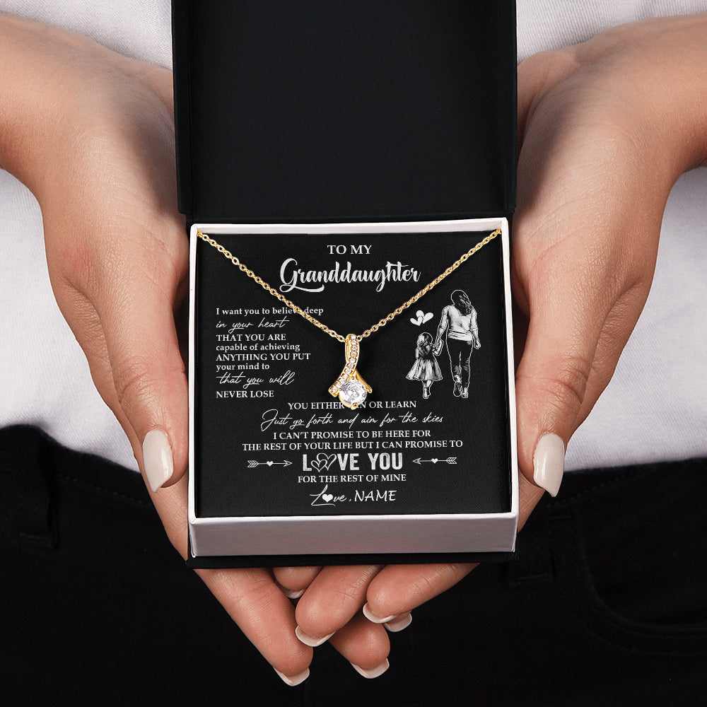 Alluring Beauty Necklace 18K Yellow Gold Finish | 2 | Personalized To My Granddaughter Necklace You Will Never Lose From Grandma Gigi Granddaughter Birthday Gifts Christmas Customized Gift Box Message Card | teecentury