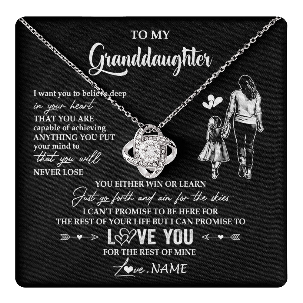 Love Knot Necklace 14K White Gold Finish | 1 | Personalized To My Granddaughter Necklace You Will Never Lose From Grandma Gigi Granddaughter Birthday Gifts Christmas Customized Gift Box Message Card | teecentury