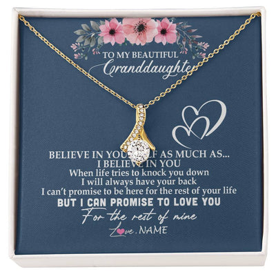 Alluring Beauty Necklace 18K Yellow Gold Finish | Personalized To My Granddaughter Necklace from Grandma Nana Papa Believe In Yourself Granddaughter Graduation Birthday Customized Message Card | teecentury