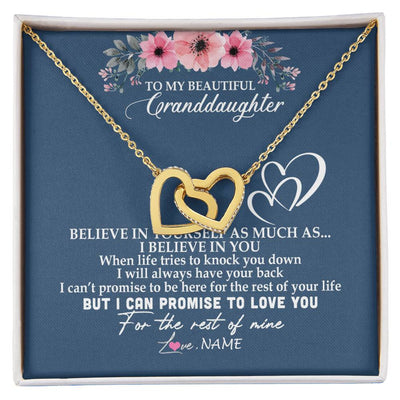 Interlocking Hearts Necklace 18K Yellow Gold Finish | Personalized To My Granddaughter Necklace from Grandma Nana Papa Believe In Yourself Granddaughter Graduation Birthday Customized Message Card | teecentury