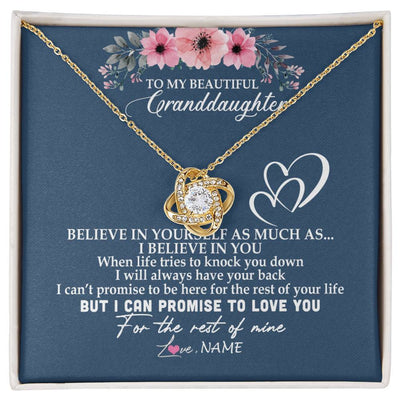 Love Knot Necklace 18K Yellow Gold Finish | Personalized To My Granddaughter Necklace from Grandma Nana Papa Believe In Yourself Granddaughter Graduation Birthday Customized Message Card | teecentury