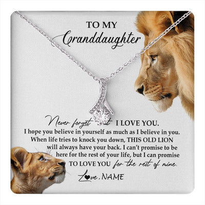 Alluring Beauty Necklace 14K White Gold Finish | 1 | Personalized To My Granddaughter Necklace from Grandpa Papa Never Forget I Love You Lion Jewelry Granddaughter Birthday Christmas Customized Message Card | teecentury