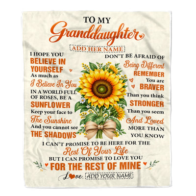 Personalized To My Granddaughter Sunflower From Grandma Grandpa Blanket Inspirational Birthday Idea Granddaughter Gift Graduation Christmas Fleece Blanket | teecentury