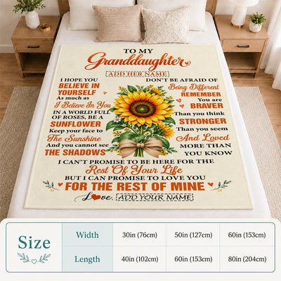 Personalized To My Granddaughter Sunflower From Grandma Grandpa Blanket Inspirational Birthday Idea Granddaughter Gift Graduation Christmas Fleece Blanket | teecentury