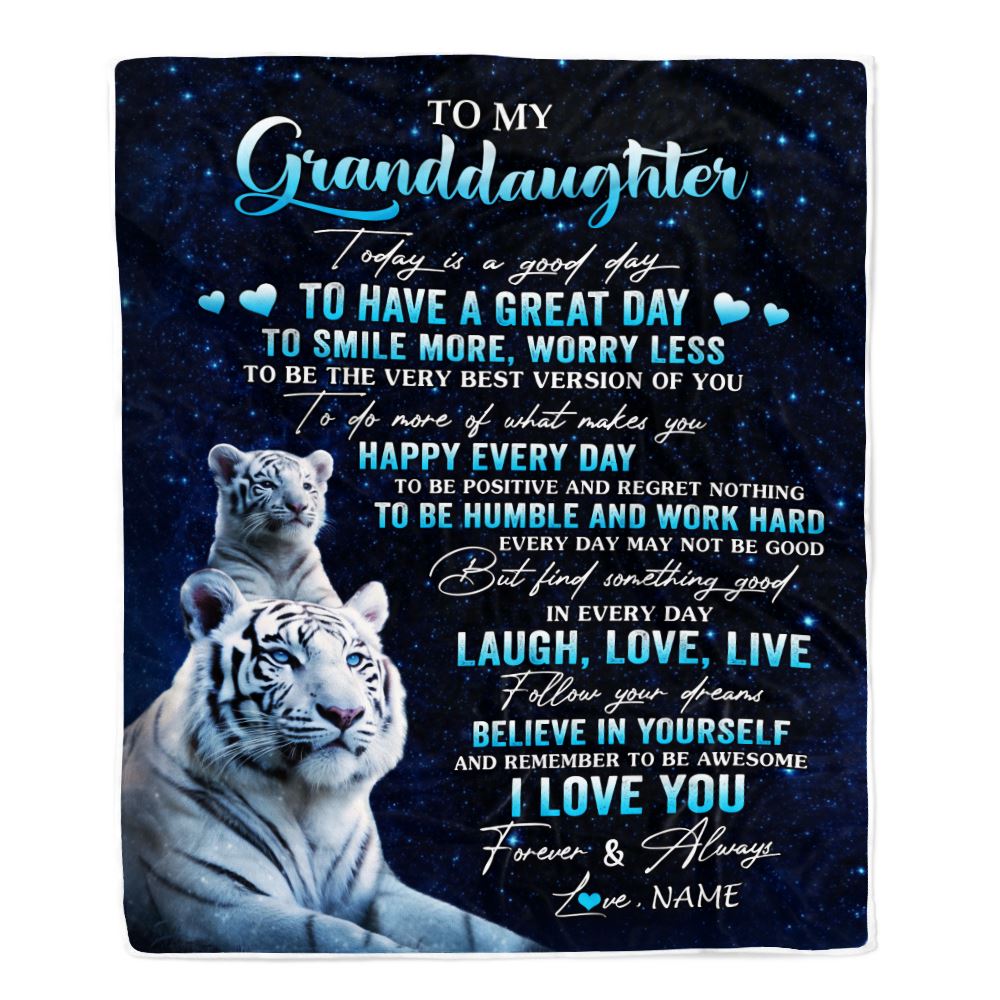 Personalized To My Granddaughter Tiger Blanket From Grandma Papa Today Is A Good Day Granddaughter Gift Birthday Graduation Christmas Customized Fleece Blanket | teecentury