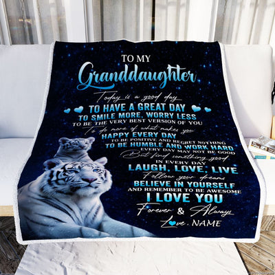 Personalized To My Granddaughter Tiger Blanket From Grandma Papa Today Is A Good Day Granddaughter Gift Birthday Graduation Christmas Customized Fleece Blanket | teecentury