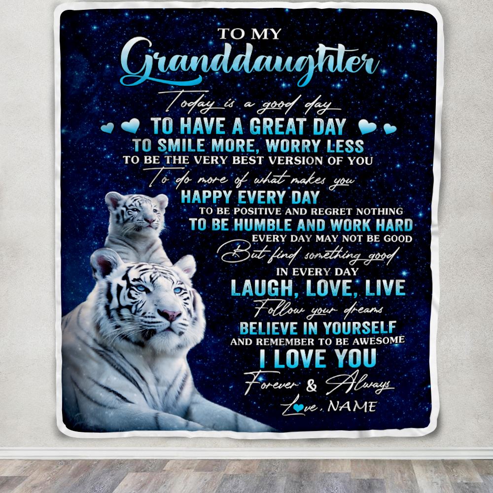 Personalized To My Granddaughter Tiger Blanket From Grandma Papa Today Is A Good Day Granddaughter Gift Birthday Graduation Christmas Customized Fleece Blanket | teecentury
