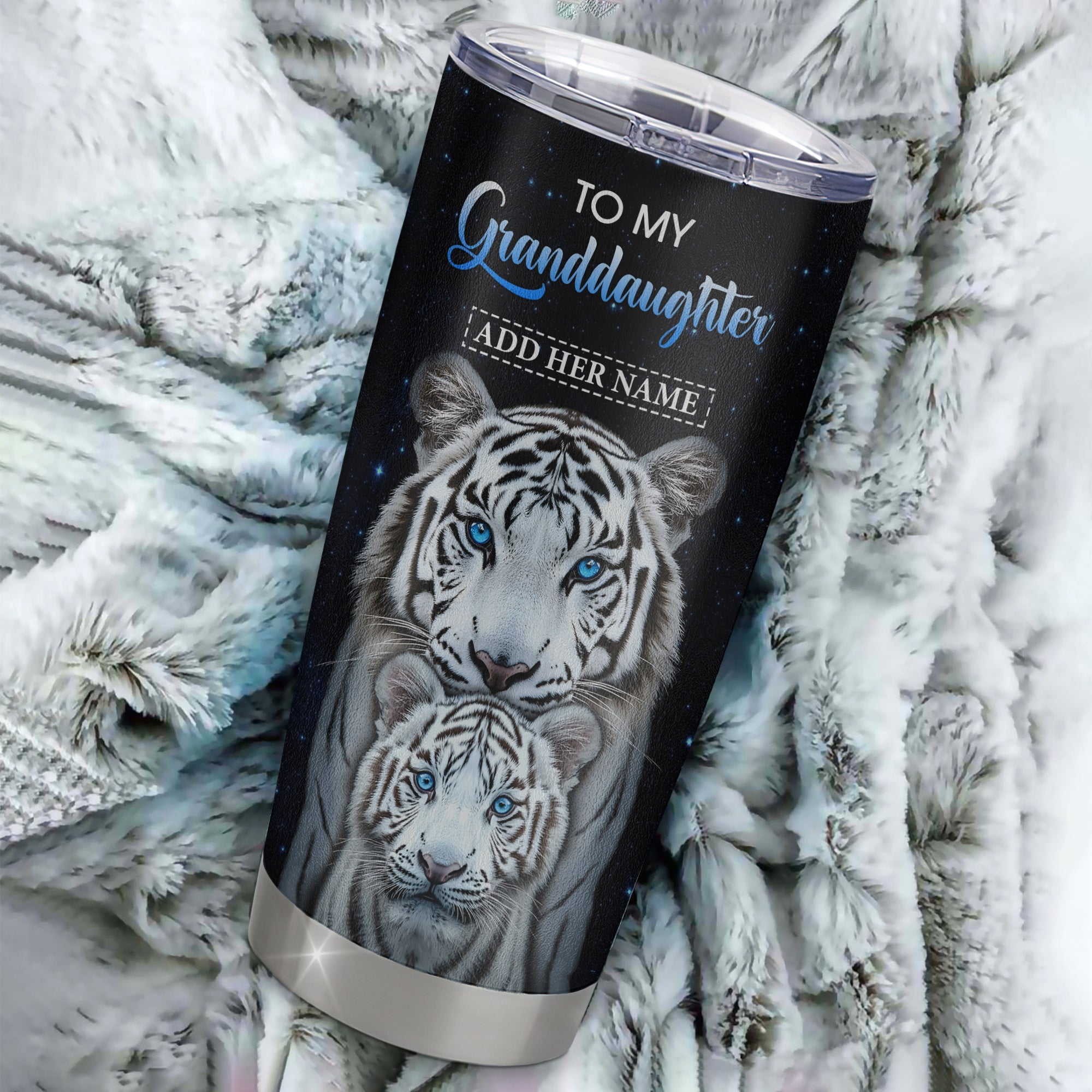 Personalized To My Granddaughter Tumbler From Grandma Grandpa I Close My Eyes White Tiger Granddaughter Birthday Gifts Graduation Christmas Stainless Travel Mug | teecentury