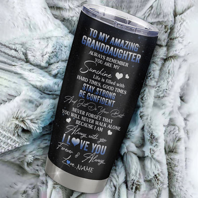 Personalized To My Granddaughter Tumbler From Grandma Grandpa Stainless Steel Cup Moon Wolf Granddaughter Birthday Gifts Graduation Christmas Custom Travel Mug | teecentury