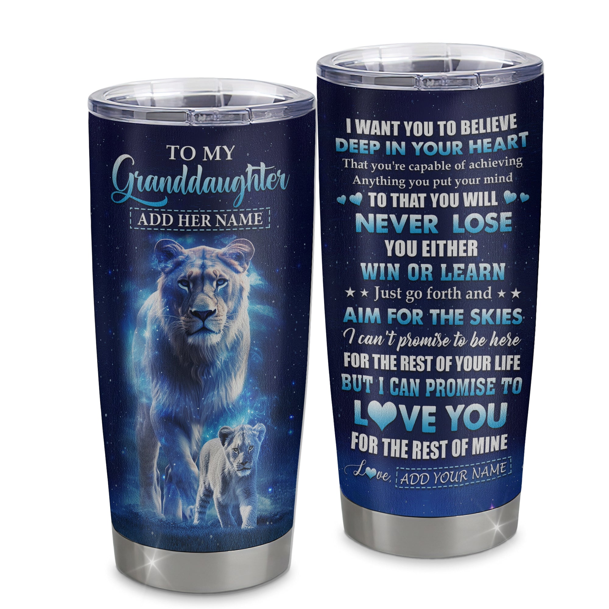 Personalized To My Granddaughter Tumbler From Grandma Nana Believe Your Heart Granddaughter Gift Birthday Graduation Christmas Custom Stainless Steel Cup Travel Mug | teecentury