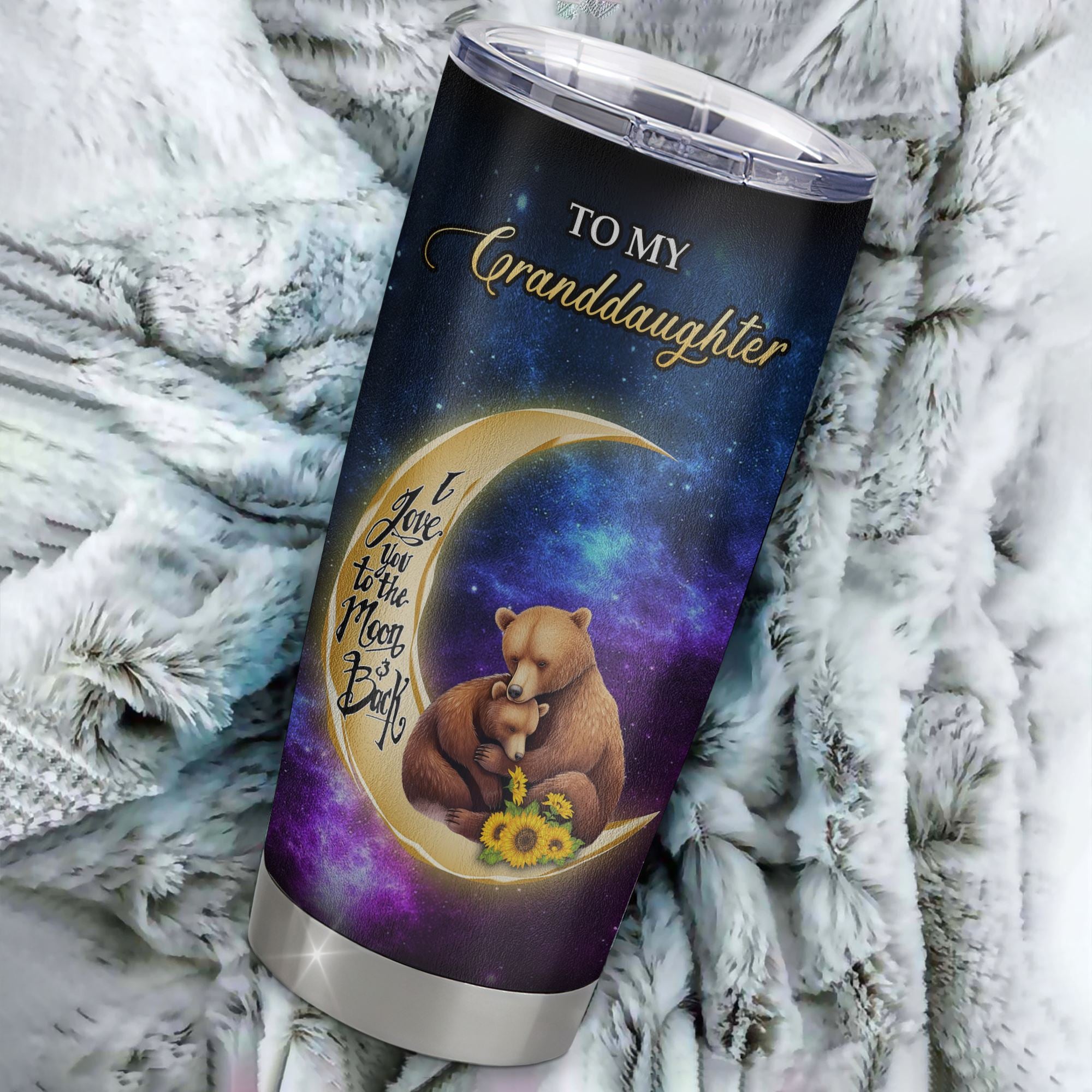 Personalized To My Granddaughter Tumbler From Grandma Positive Energy Encourage Brave Little Bear Granddaughter Birthday Gifts Graduation Christmas Custom Travel Mug | teecentury