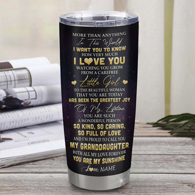 Personalized To My Granddaughter Tumbler From Grandma Positive Energy Encourage Brave Little Bear Granddaughter Birthday Gifts Graduation Christmas Custom Travel Mug | teecentury