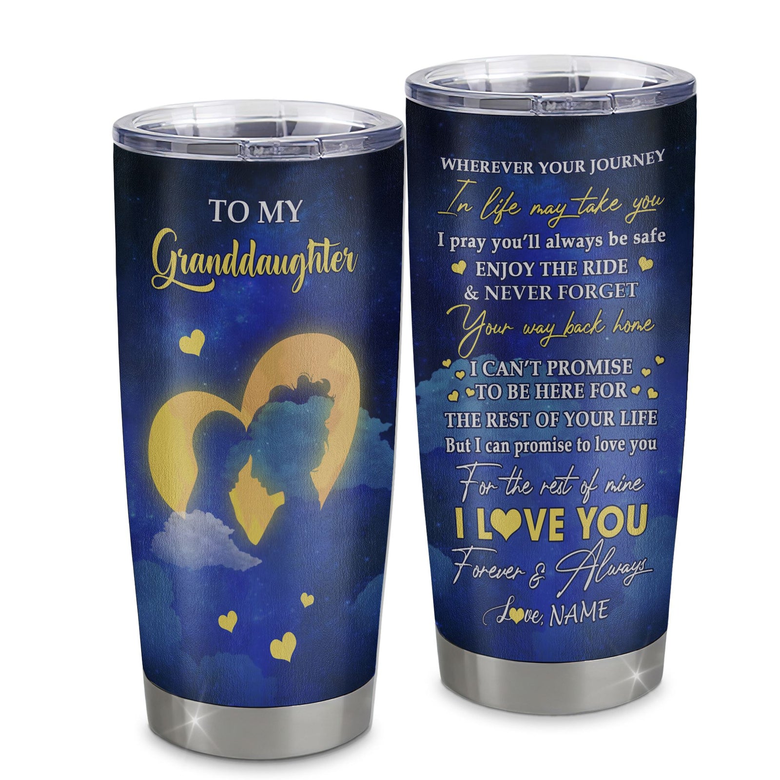 Personalized To My Granddaughter Tumbler From Grandma Stainless Steel Cup Wherever Your Journey Granddaughter Birthday Gifts Graduation Christmas Custom Travel Mug | teecentury
