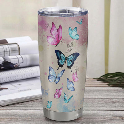 Personalized To My Granddaughter Tumbler From Grandma Stainless Steel I Didn't Give You The Gift Of Life Butterfly Granddaughter Birthday Christmas Travel Mug | teecentury