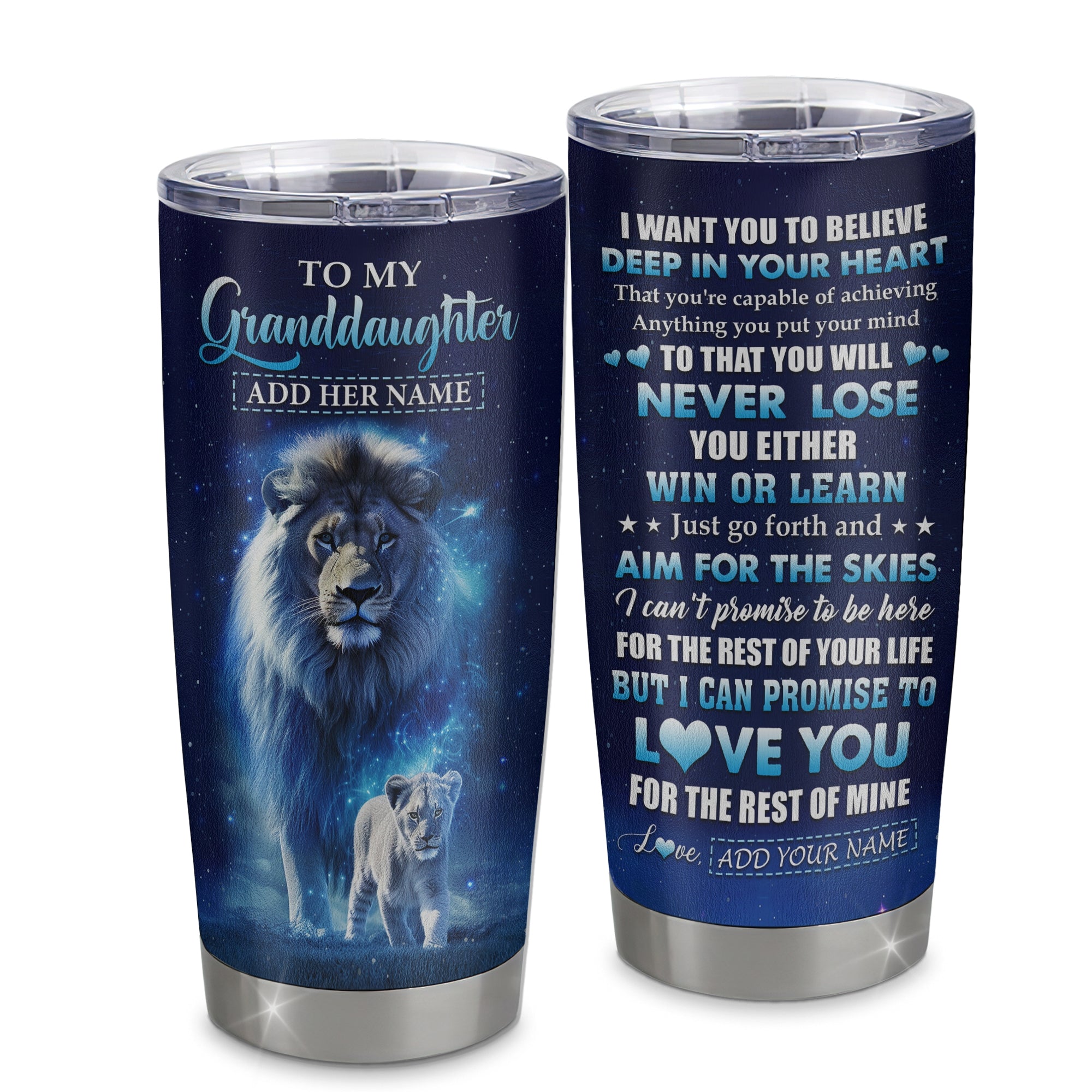 Personalized To My Granddaughter Tumbler From Grandpa Papa Believe Your Heart Granddaughter Gift Birthday Graduation Christmas Custom Stainless Steel Cup Travel Mug | teecentury