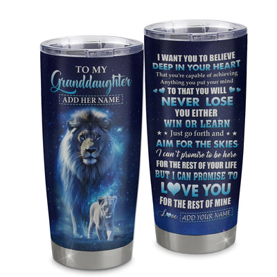 Personalized To My Granddaughter Tumbler From Grandpa Papa Believe Your Heart Granddaughter Gift Birthday Graduation Christmas Custom Stainless Steel Cup Travel Mug | teecentury