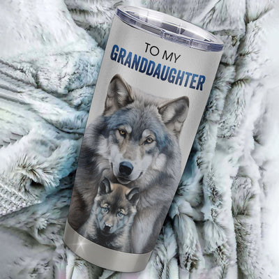 Personalized To My Granddaughter Tumbler From Grandpa Stainless Steel Cup I Close My Eyes For But A Moment Wolf Granddaughter Birthday Gifts Christmas Travel Mug | teecentury