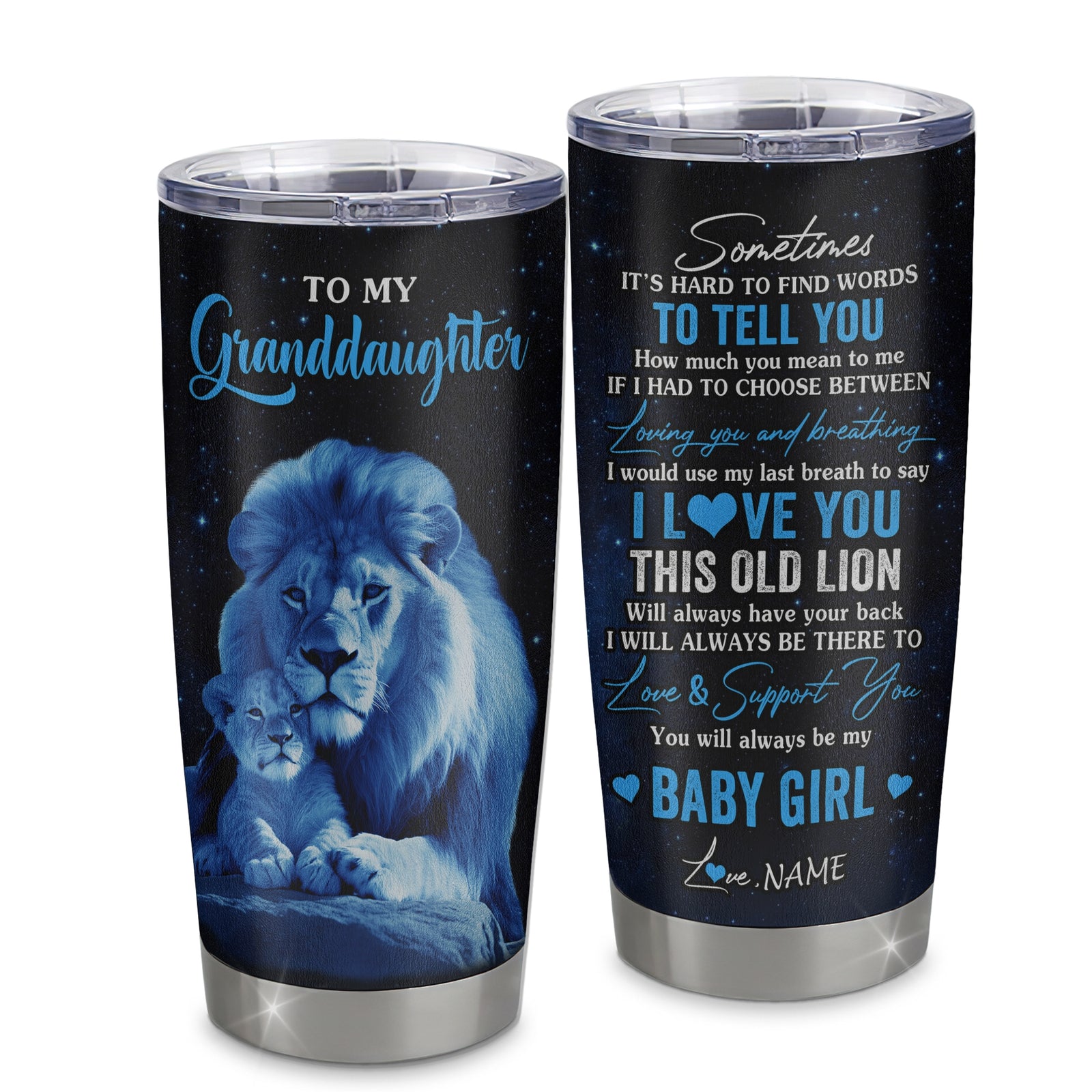 Personalized To My Granddaughter Tumbler From Papa Grandpa Stainless Steel Cup I Love You This Old Lion Granddaughter Birthday Christmas Travel Mug | teecentury