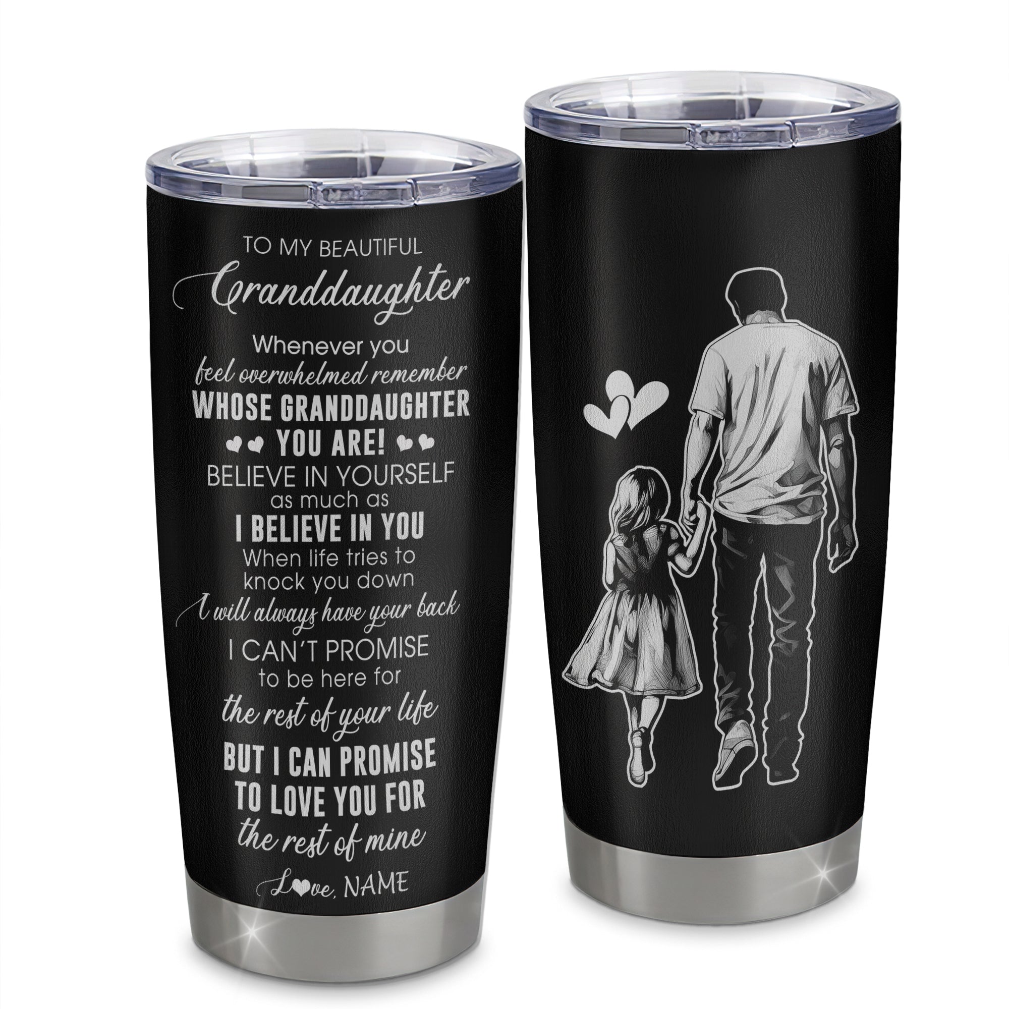 Personalized To My Granddaughter Tumbler From Papa Grandpa Stainless Steel Cup Whenever You Feel Overwhelmed Granddaughter Birthday Christmas Travel Mug | teecentury