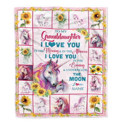 Personalized To My Granddaughter Unicorn Blanket From Grandma Grandpa Never Forget I Love You Granddaughter Birthday Christmas Bed Fleece Blanket Blanket | Teecentury.com