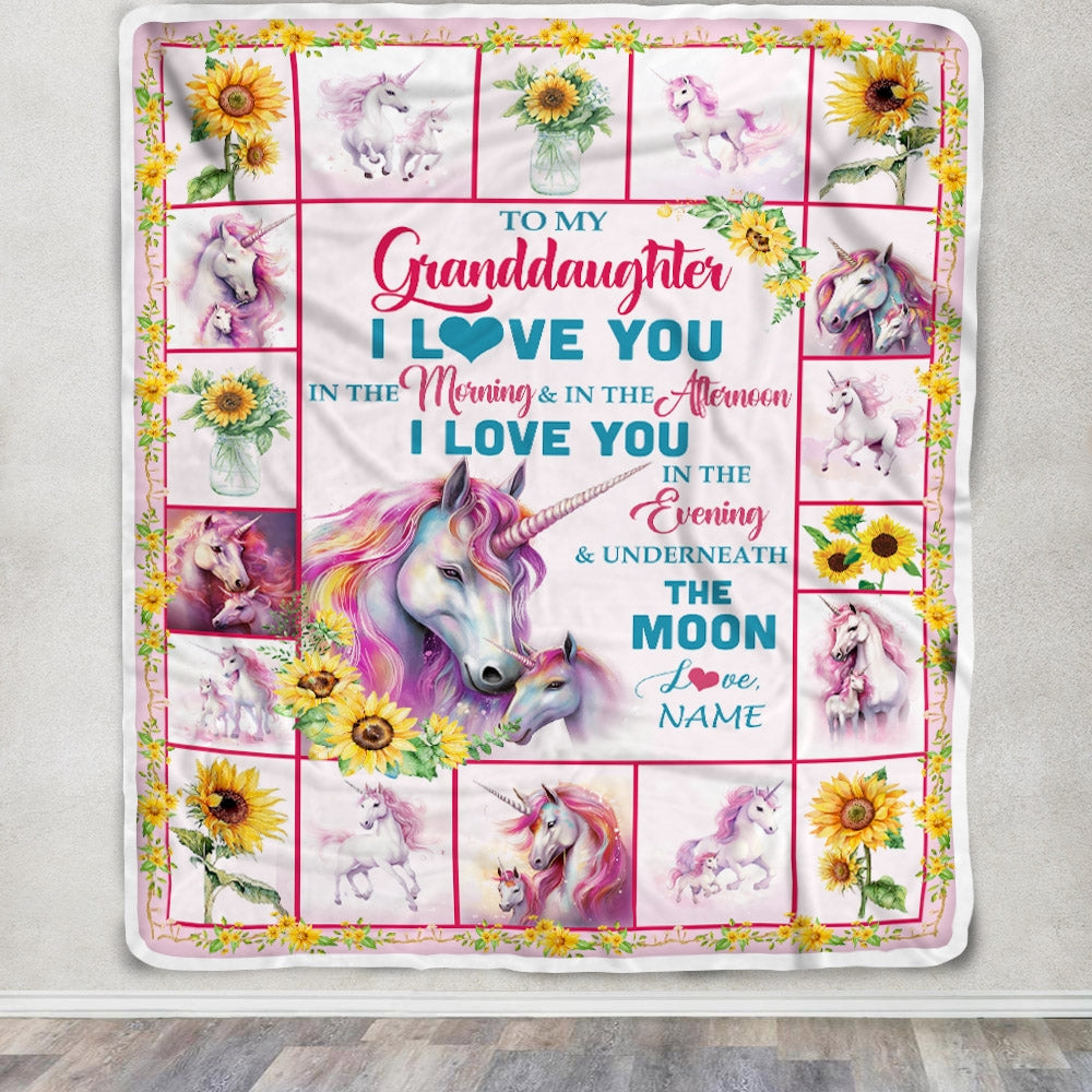 Personalized To My Granddaughter Unicorn Blanket From Grandma Grandpa Never Forget I Love You Granddaughter Birthday Christmas Bed Fleece Blanket Blanket | Teecentury.com