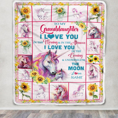 Personalized To My Granddaughter Unicorn Blanket From Grandma Grandpa Never Forget I Love You Granddaughter Birthday Christmas Bed Fleece Blanket Blanket | Teecentury.com