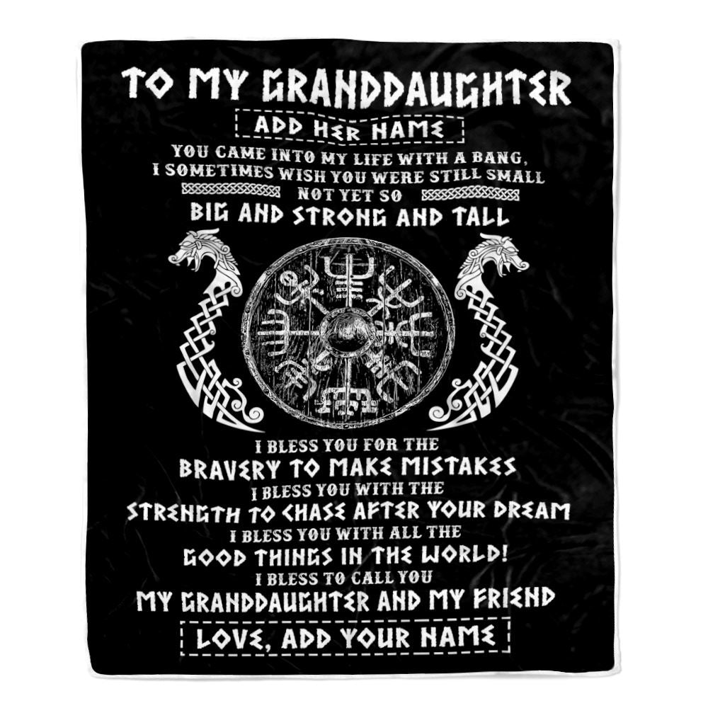 Personalized To My Granddaughter Viking Blanket From Papa My Granddaughter And My Friend Scandinavian Granddaughter Birthday Gifts Christmas Fleece Blanket | teecentury